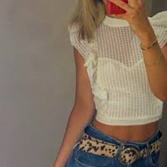 Maeve Textured Cream Ruffle Blouse - Picture 3 of 13